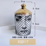 boîtes bougies parfumées art déco moderne vintage illustrations visages géométriques 350ml