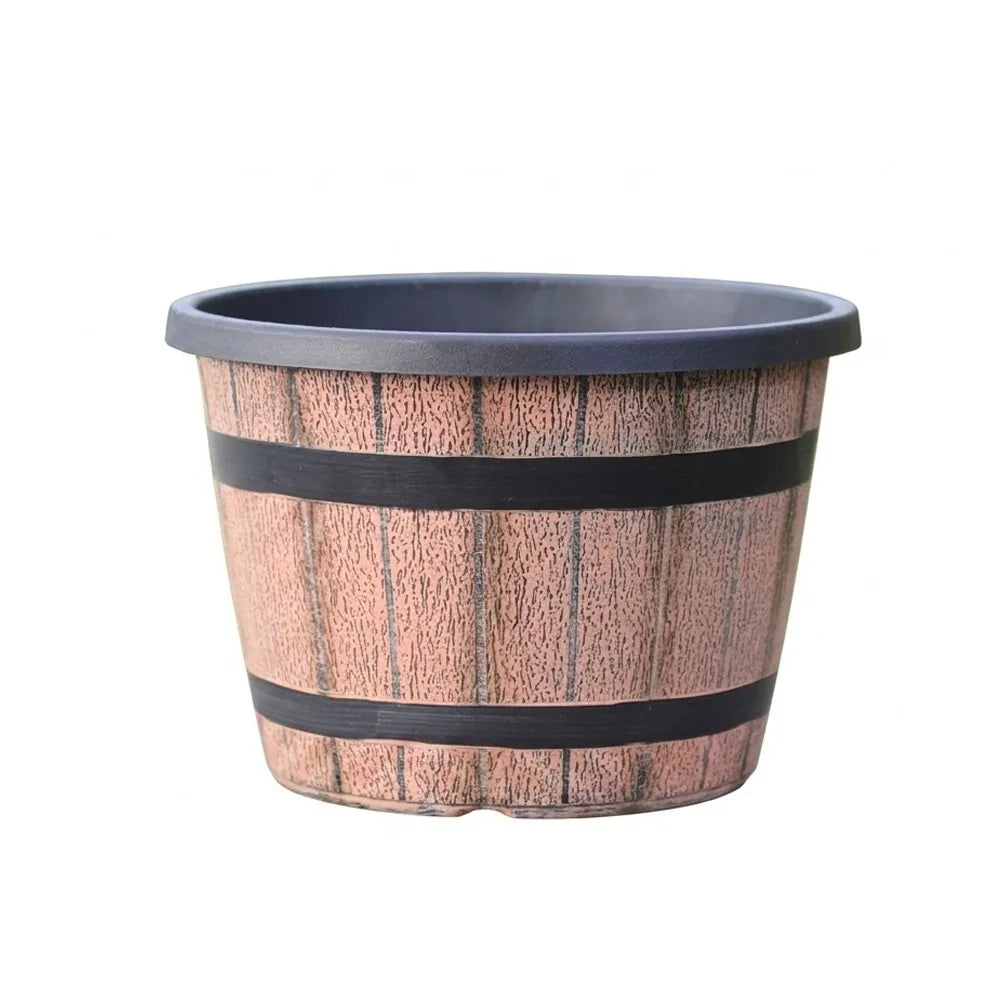 pots fleurs marron clair texture bois vintage drainage soucoupe grande capacitéintérieur