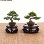 support bois traditionnel vase miniature plantes bonsaï marron sculpté décoration intérieure
