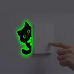 sticker mural chaton noir yeux lumineux cartoon adhésif pvc chambre noire décoration mur opaque