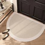 tapis demi cercle moderne texture moirée motif floral beige noir antidérapant extérieur salon chambre