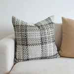 housse coussin gris noir blanc motif géométrique contemporain polyester coton non toxique respectueux environnement