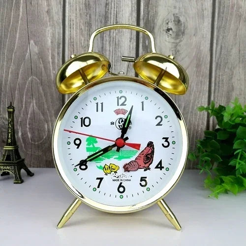 horloge réveil antique or blanc vintage faces uniques illustrations pastorales chambre coucher