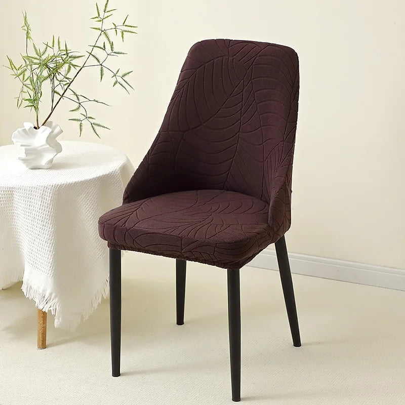 housse chaise extensible motif feuilles gris clair fauteuil salle manger moderne