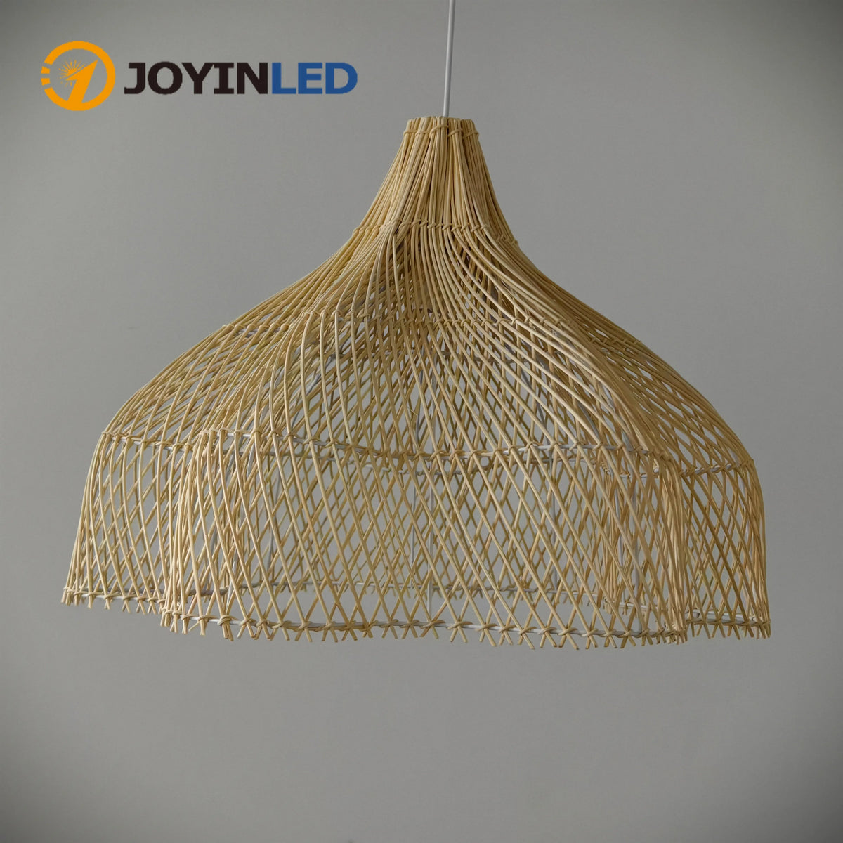 lampe suspendue rotin tissage naturel beige moderne rustique chaîne métallique câble électrique 60cm 3000k