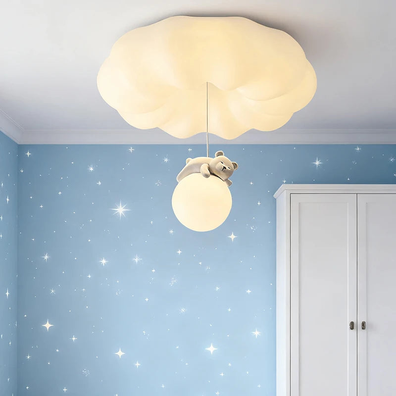 plafonniers led tricolore nuages étoiles enfantins moderne blanc bleu beige