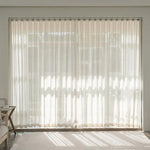 rideaux plissés moderne polyester texture lin couleur beige clair légèrement opaque salon chambre mesure