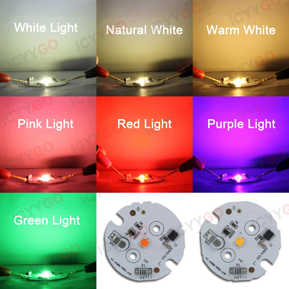 source lumineuse led blanc rouge vert bleu 10w 5050 smd 45mm moderne composants électroniques