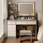 maquillage blanc moderne tabouret miroir led boites rangement texture bois