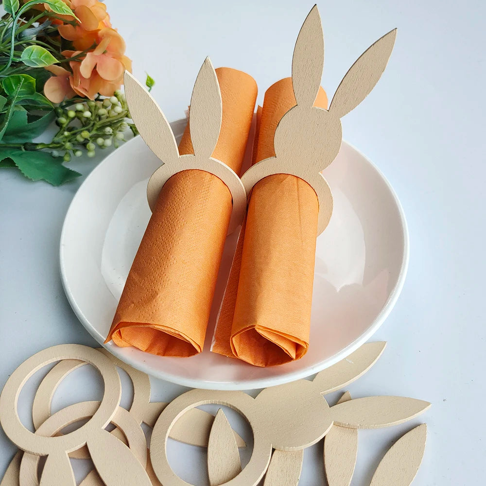 anneaux serviette forme lapin pâques naturel oreilles queue décoratif minimaliste événements festifs