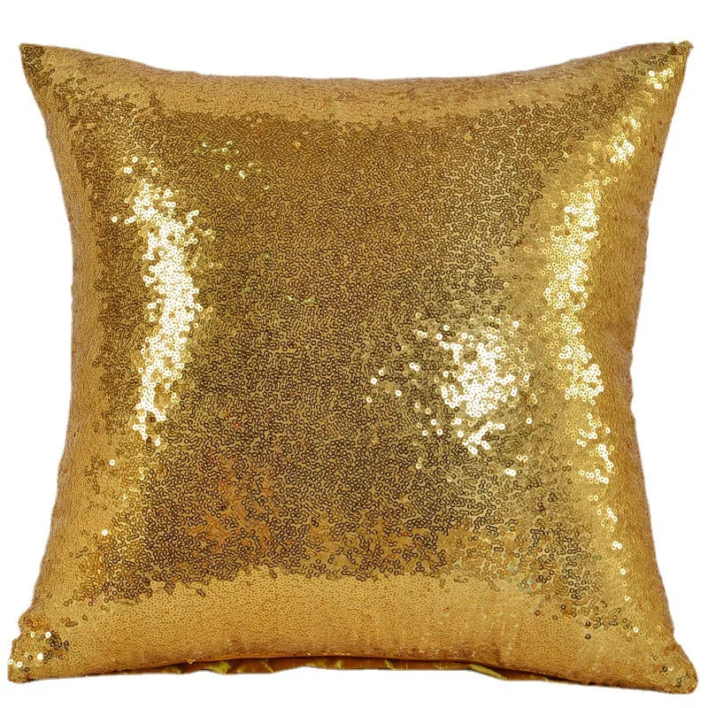 housses coussin paillettes or modernes adhésives polyester 40x40cm decoration maison festive