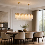 Suspension lumineuse moderne verre froissé blanc doré interrupteur tactile 120cm