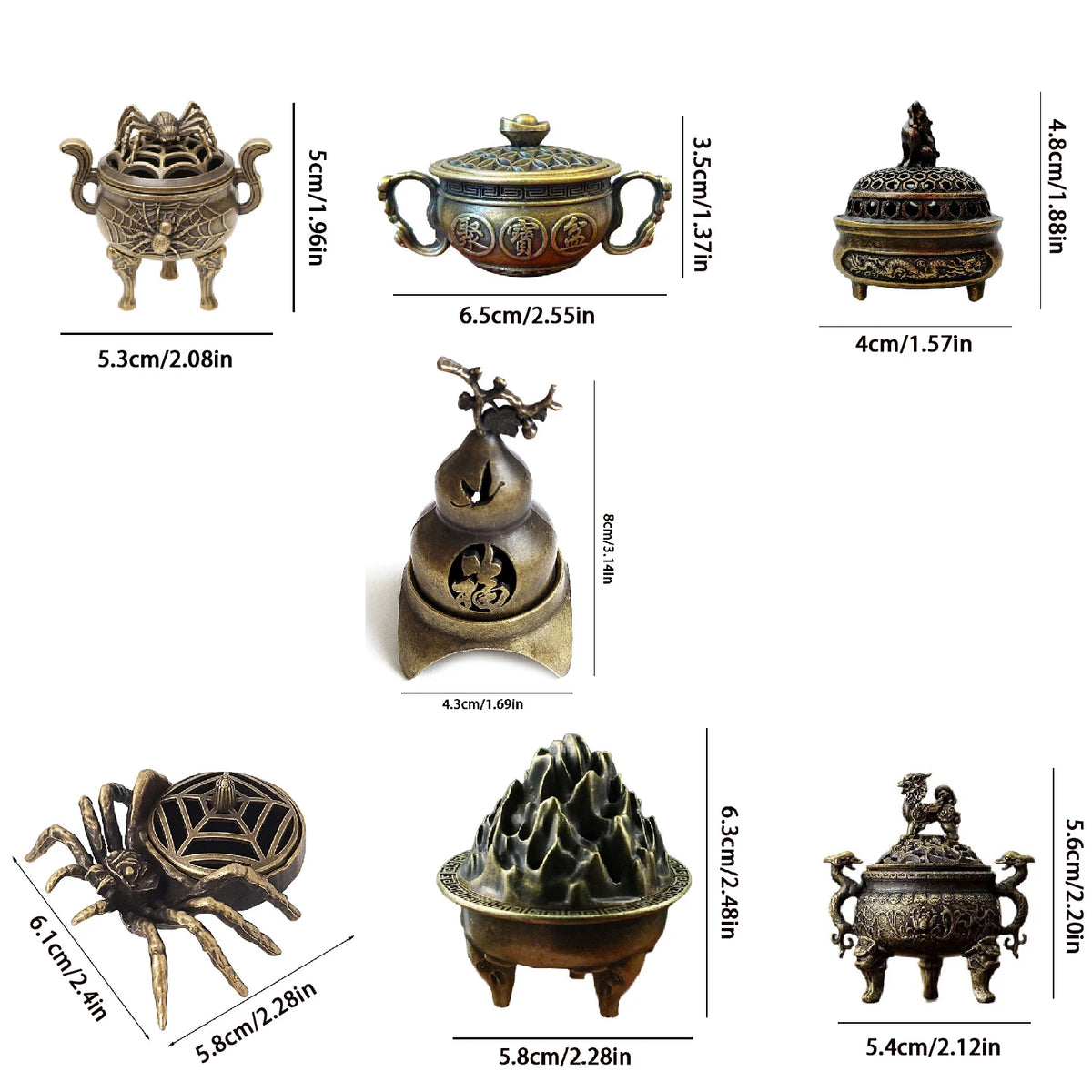 brûleur encens bronze spiderweb vintage censers couvercles pince cense setintérieur salon aromathérapie