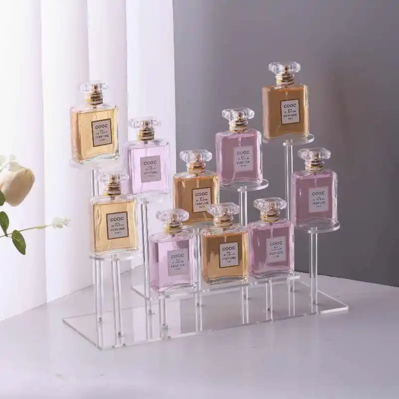présentoir acrylique transparent multi niveaux support figurines flacons parfum décoration maison salon