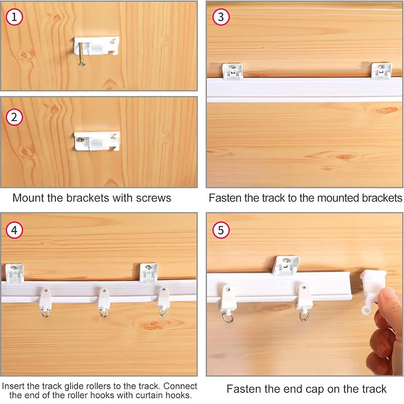 rideau polonais moderne blanc opaque lisse 3m 5m vis clips finition