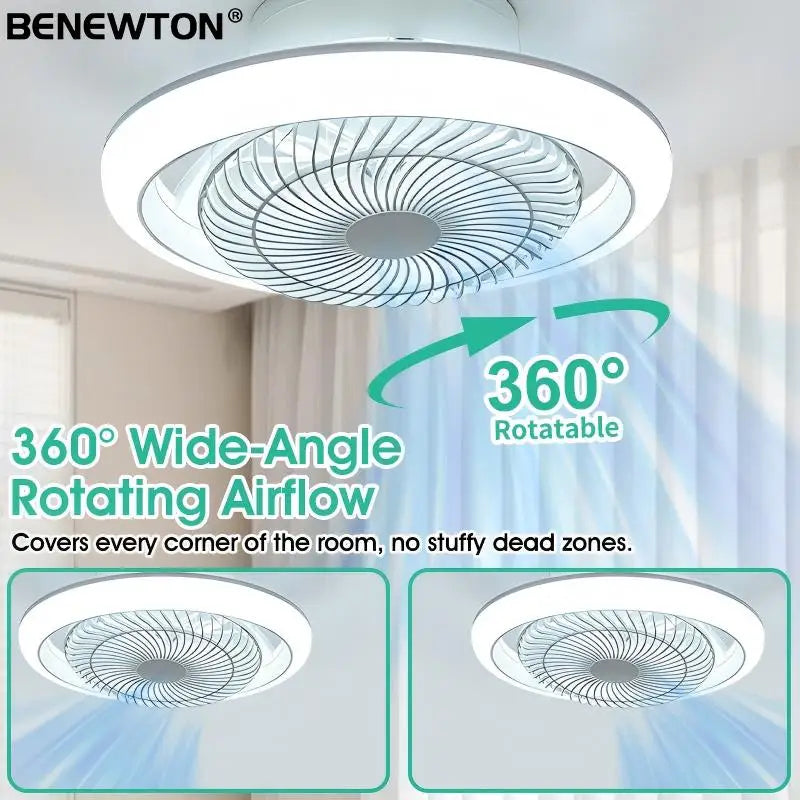 ventilateur moderne lumière télécommande variateur intensité ampoules led blanc grille
