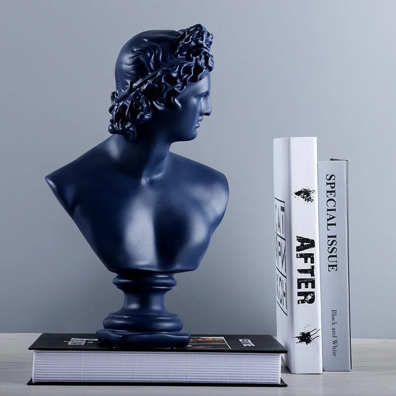 statue antique féminine résine bleu foncé rose clair classique moderne buste décoration maisonscrição acrílica
