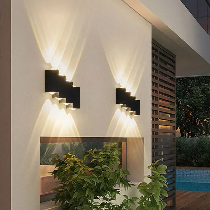 applique murale led moderne noire zigzag éclairage extérieur hydrofuge led