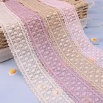 ruban dentelle fleuri rubans main artisanat coton polyester DIY accessoires décoration elastique beige rose