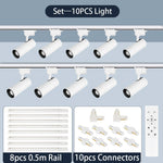 spots led modernes noir blanc télécommande dimmable ensembles complets rail