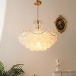 lampe suspendue blanc doré éventails classique vintage chaîne certifications sécuritéfluxlumineuxfaible
