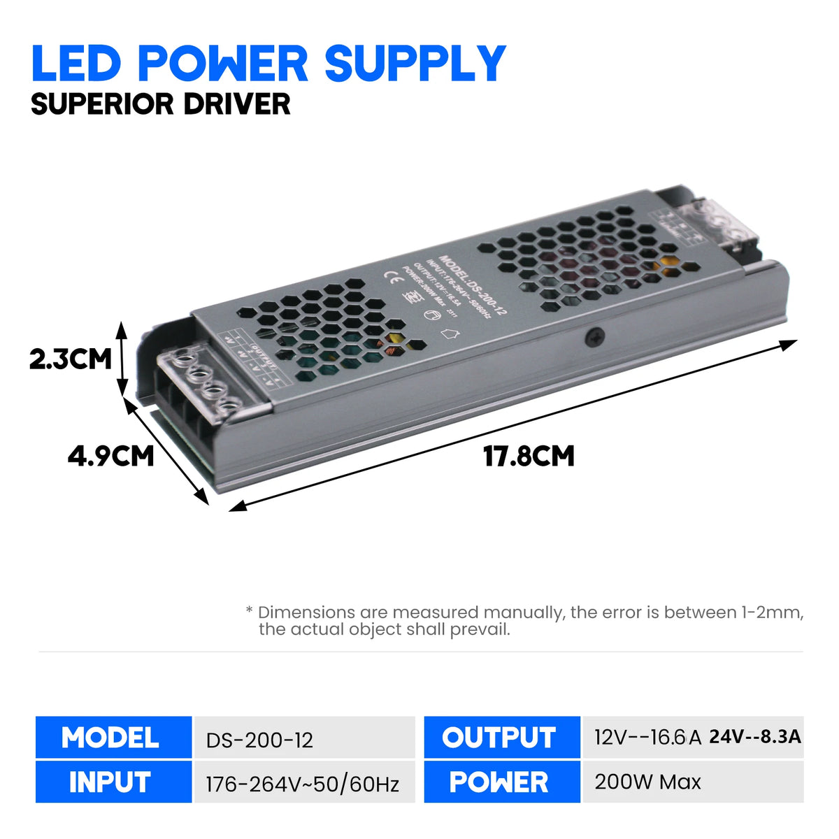 alimentation led 12v 24v 60w 100w 150w 200w 300w 400w transformateur silencieux gris perforé