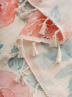 rideaux floral rose motif aquarelle bohème translucides franges salon chambre
