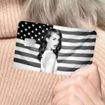sticker carte crédit noir blanc drapeau américain personnalisable moderne réutilisable