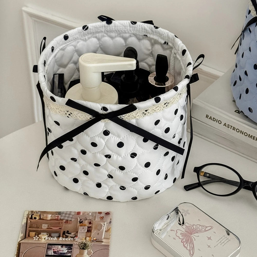 boîtes rangement coton pliables rose blanc noir pois texturées