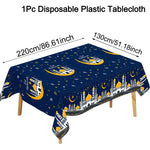 nappe table ramadan islamique motifs dorés étoiles lanternes fleurs İslam deco fête İslamique