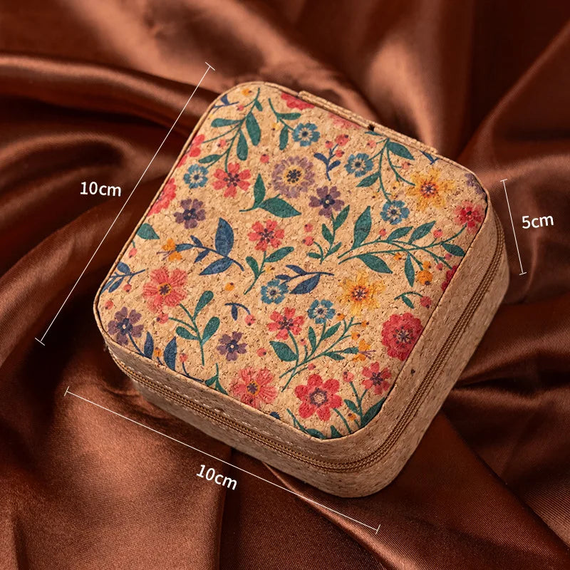 boîte bijoux vintage portable motifs floraux couleurs multiples rangement colliers boucles d'oreilles bracelets