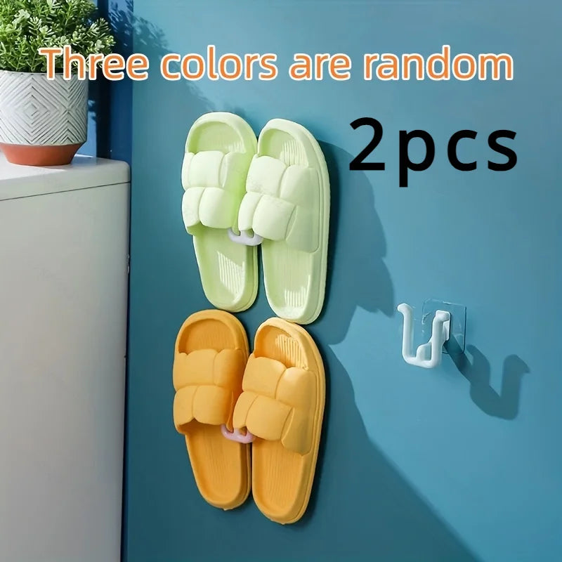 supports rangement adhésifs sabots modernes couleurs vert clair rose pâle jaune 2pcs