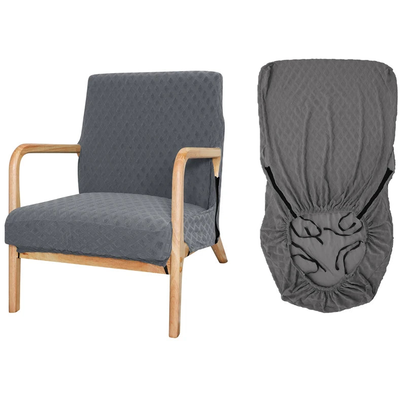 housse fauteuil élastique polyester vert motif géométrique moderne élastiques inclusion fermeture glissière