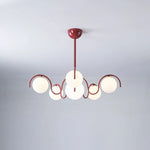 suspension lumineuse rouge moderne sphères translucides scandinave spiral métal opaque led