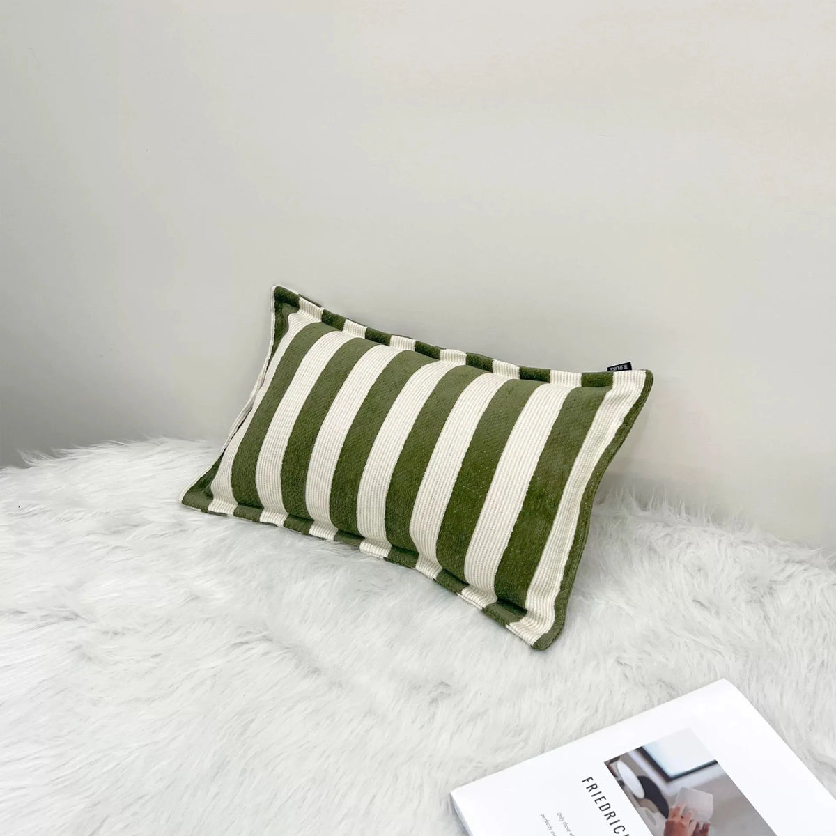housses coussin polyester rayées beige marron modernes adhésives lit dimension 30x50cm 45x45cm decoration interieur
