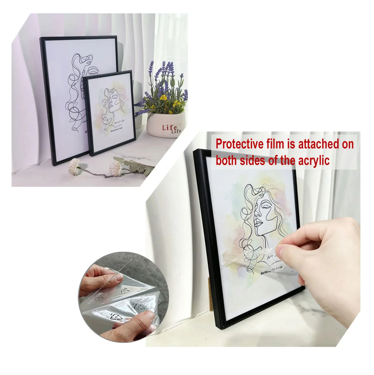 cadre photo contemporain or noir argent transparent abstraits 10x15cm 15x20cm 20x25cm a4 30x40cm