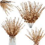 décoration moderne feuilles eucalyptus artificielles or vert extérieur intérieur mariage noël 10pcs 20pcs