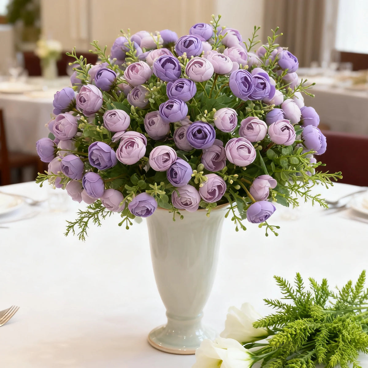bouquet fleurs artificielles roses simples modernes blanc rose orange violet jaune bleu intérieur mariage