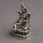 statue bouddhiste bronze doré décoration complexe base florale traditionnelle religieuse maison