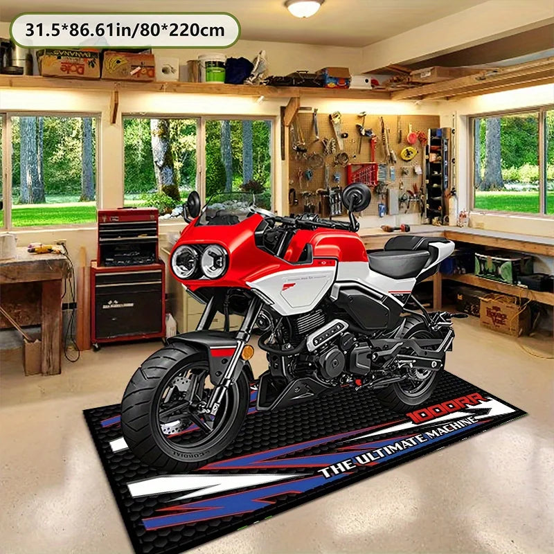 tapis sol antidérapant polyester feutre moderne sportif rayures diagonales logo 1000RR THE ULTIMATE MACHINE