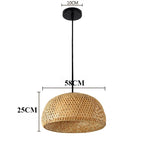 Suspension lumineuse tissage bambou moderne naturel doré salon chambre