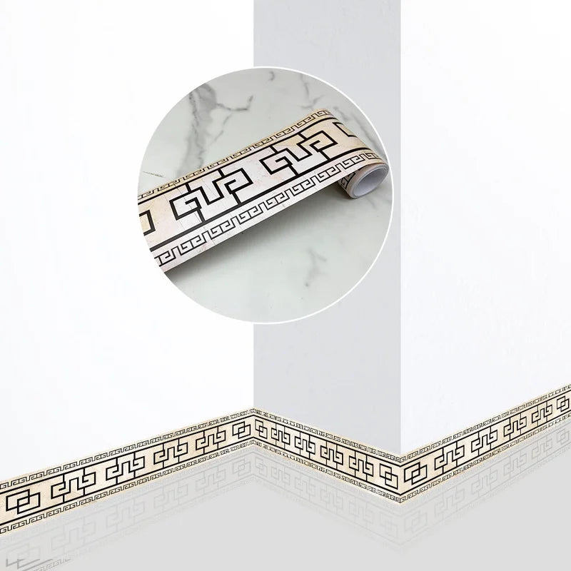 ruban decoratif adhesif blanc motif geometrique 10cm 240cm classique decoration murale impermehable
