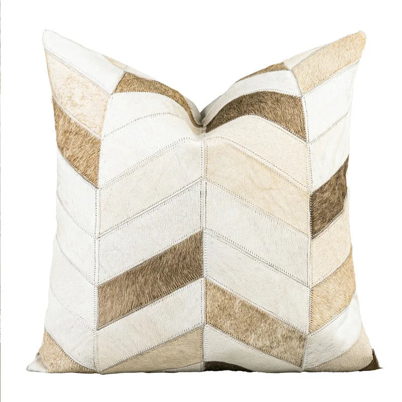 housse coussin carré motif léopard géométrique zigzag texture bouclée moderne polyester