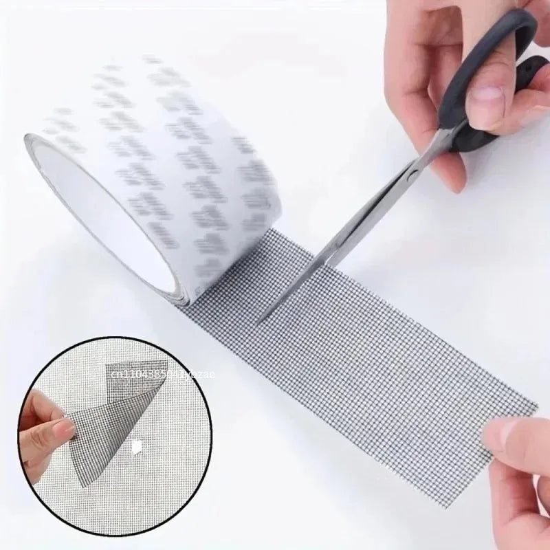 ruban adhésif maille fine réparation moustiquaire fenêtre porte anti insecte autocollant blanc
