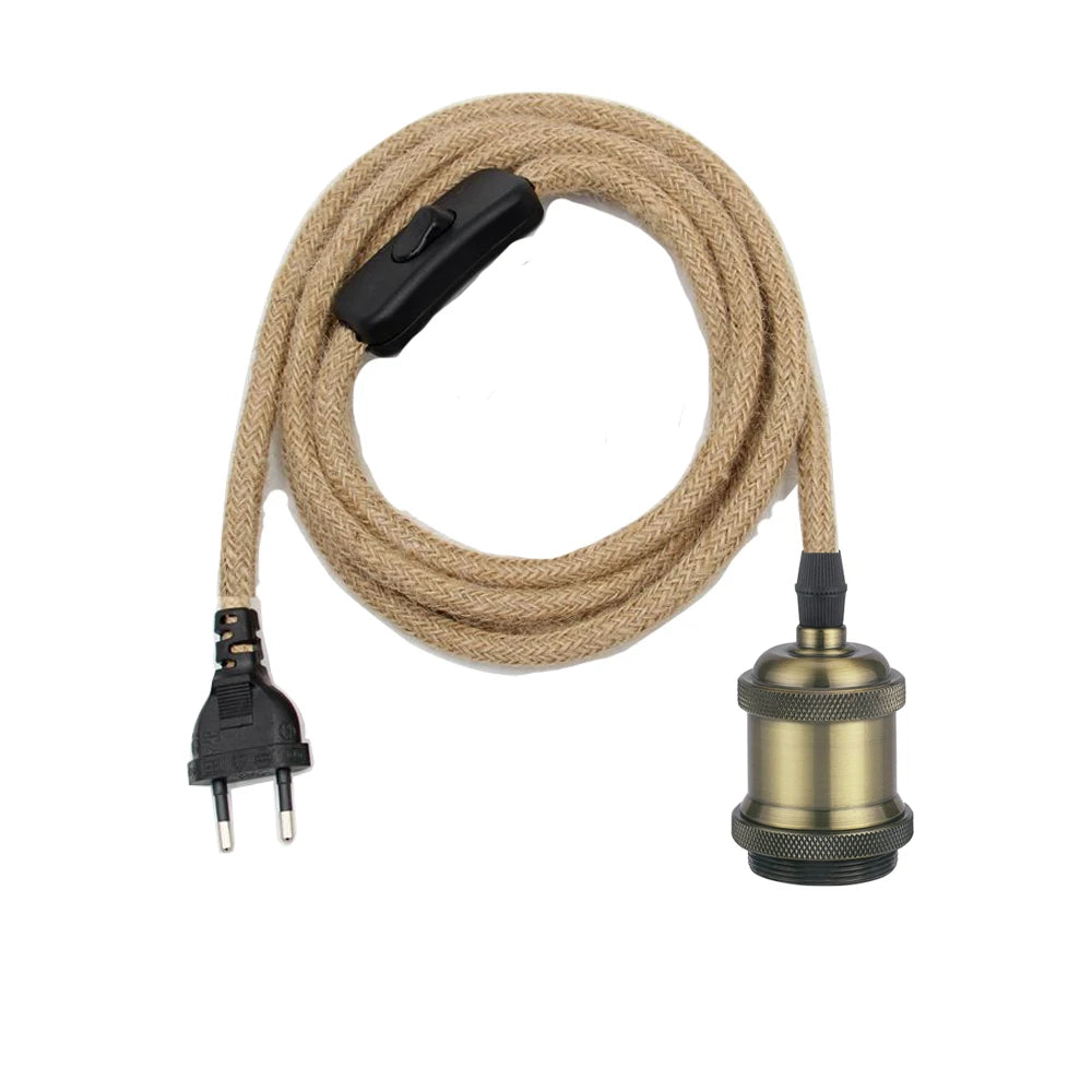 câble électrique suspension 2m 3m interrupteur douille E27 moderne industriel