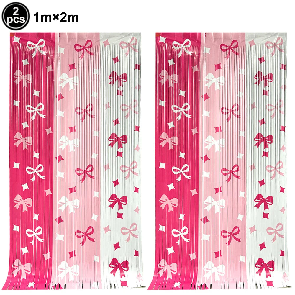 rideau frisé rose blanc arcs festif mariage anniversaire révélation sexe translucent clips