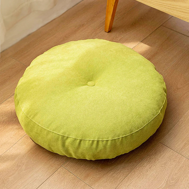coussin siège rond velours polyester lavable moderne beige bleu vert jaune gris crocheté