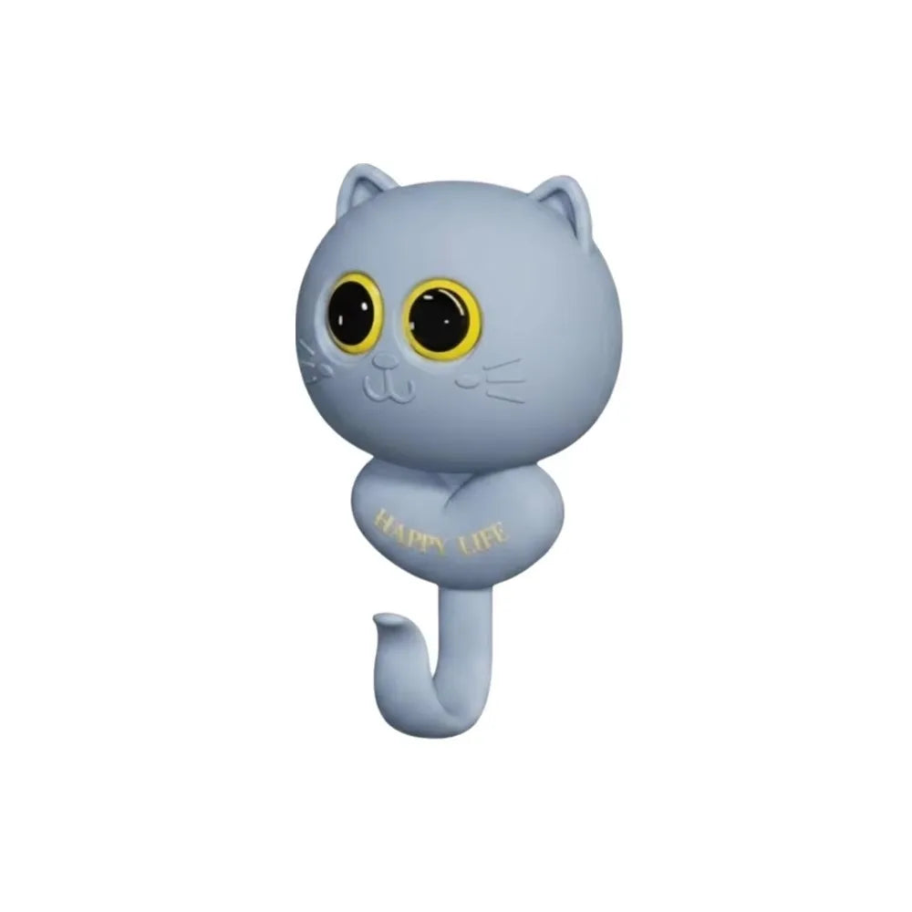porte clés adhésifs chat happy life rose bleu vert gris noir mignon cartoon
