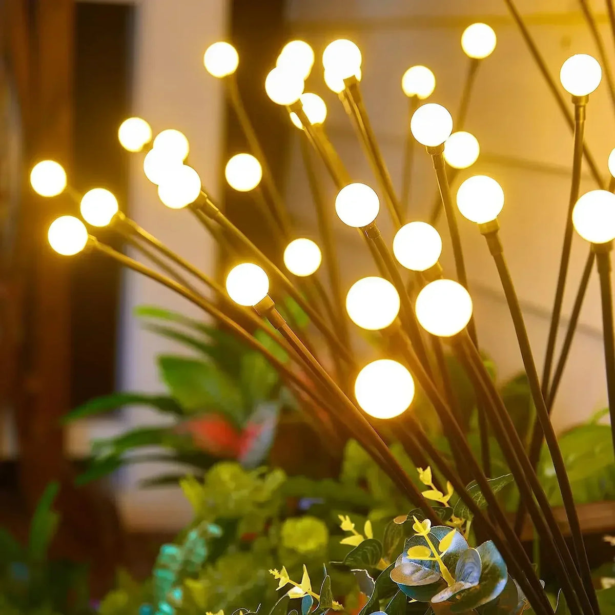 guirlande lumineuse solaire led blanc doré moderne boules rondes étanches extérieurDecorationChaude