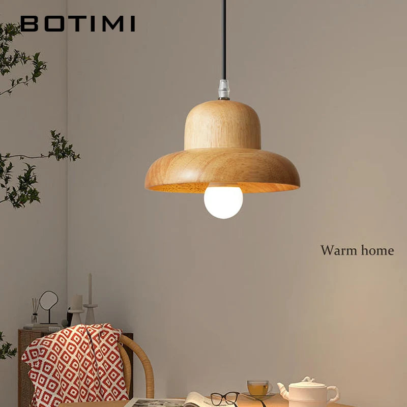 lampe suspendue bois naturel clair texture moderne minimaliste ampoule e27 câble ajustable étude salon